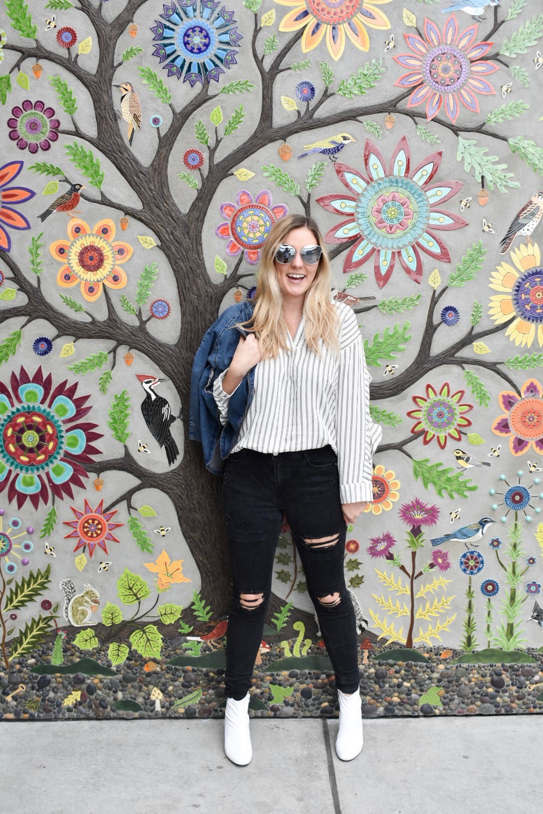 Cute fall outfit, white boot trend