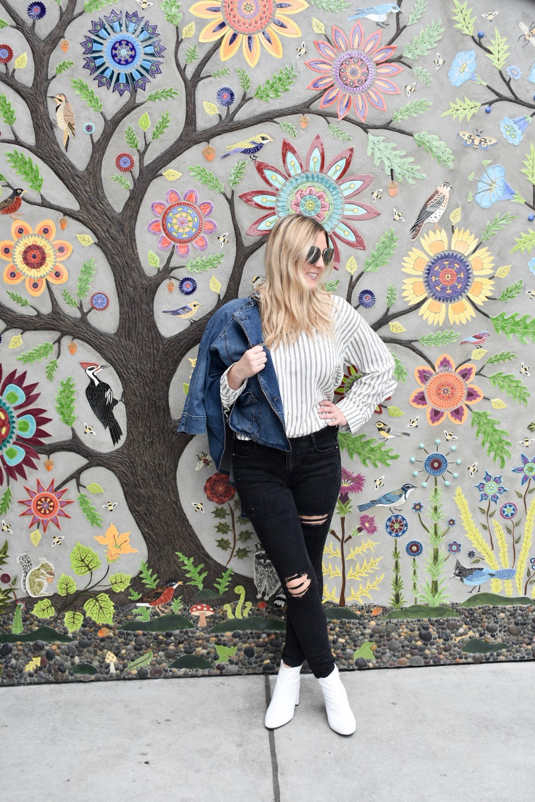 Cute fall outfit, white boot trend