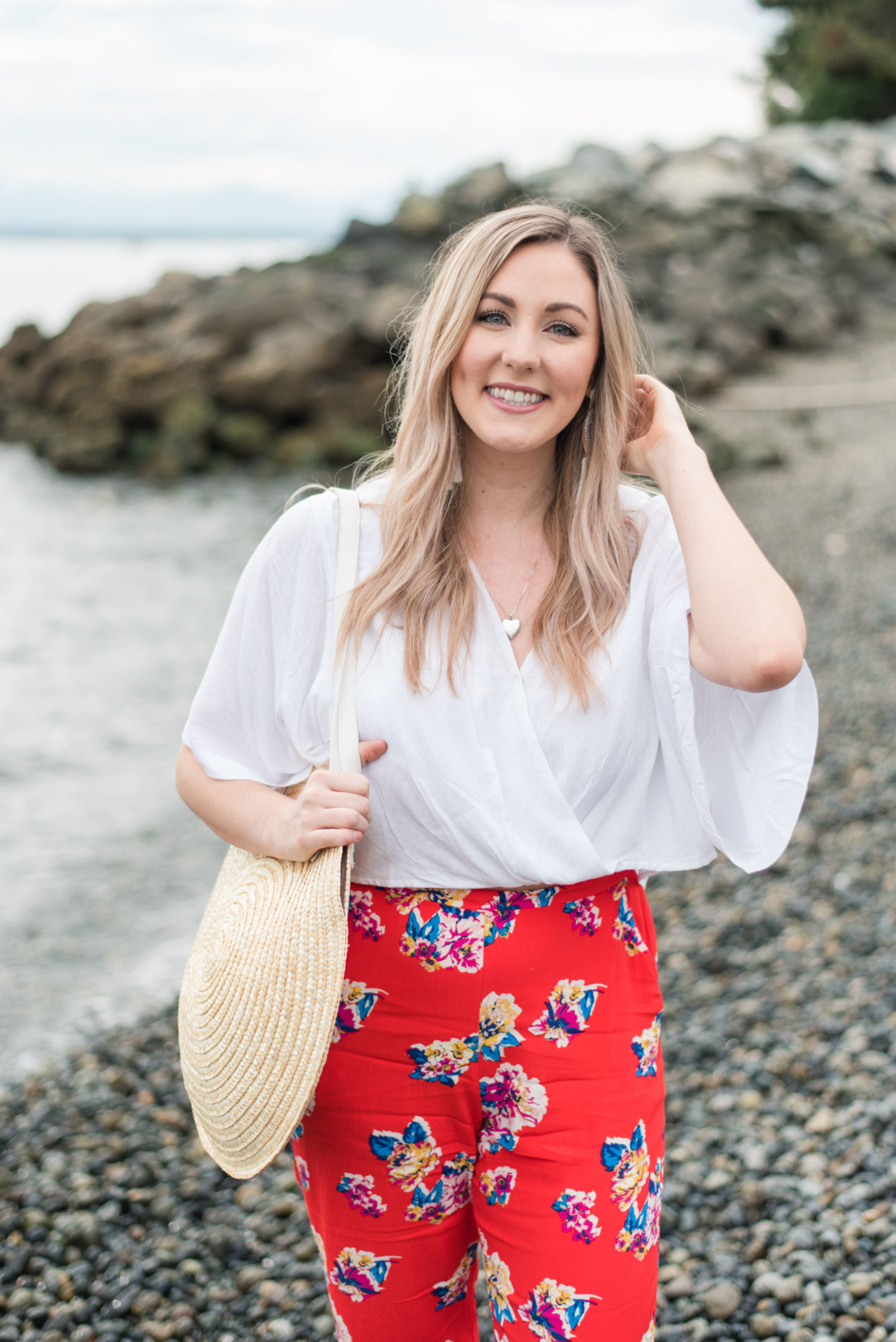 Spring Outfit of the Day: Red Floral Pants - Amy Bjorneby